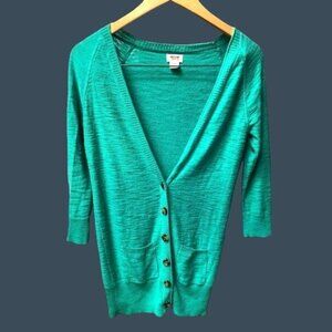 Mossimo 100% Cotton V-Neck Green Sweater- XS